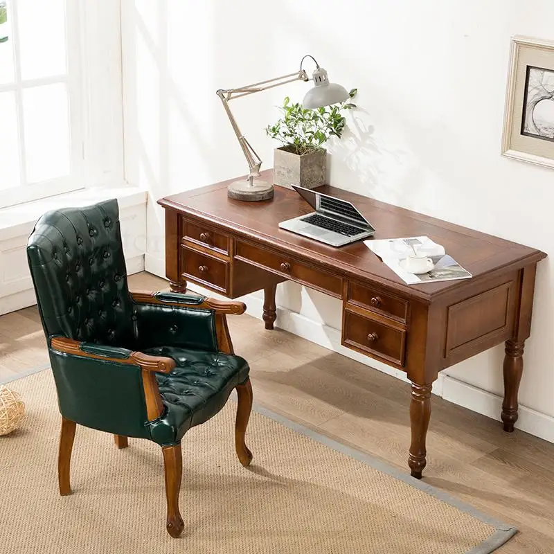 Американский Стул для учебы из цельного дерева Ретро Старый европейский стиль