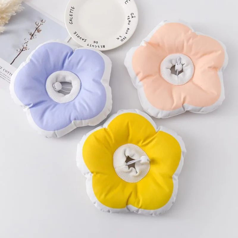 

Waterproof Headcover Elizabeth Collar Adjustable Neck Collar Cotton Pet Cone E-Collar With Cute Flower Pattern For Cat