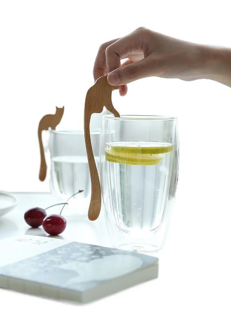 

Detomate Japanese spoon fork creative cartoon cat spoon hand-made beech spoon fork set tableware