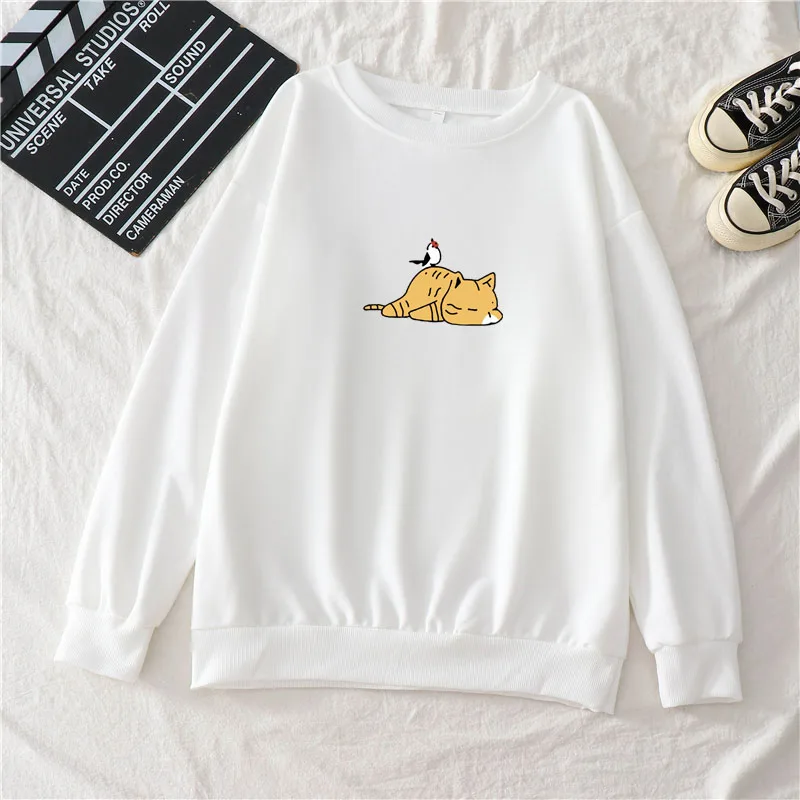 

2021 spring and autumn new style Japanese style new style printed long-sleeved round neck pullover casual loose ladies loose rou