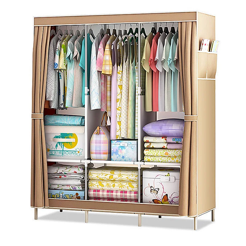 

Simple Wardrobe Folding Closet Fabric bedroom Furniture Clothes Storage Organizer Cabinet Locker Combination Clothing Closet