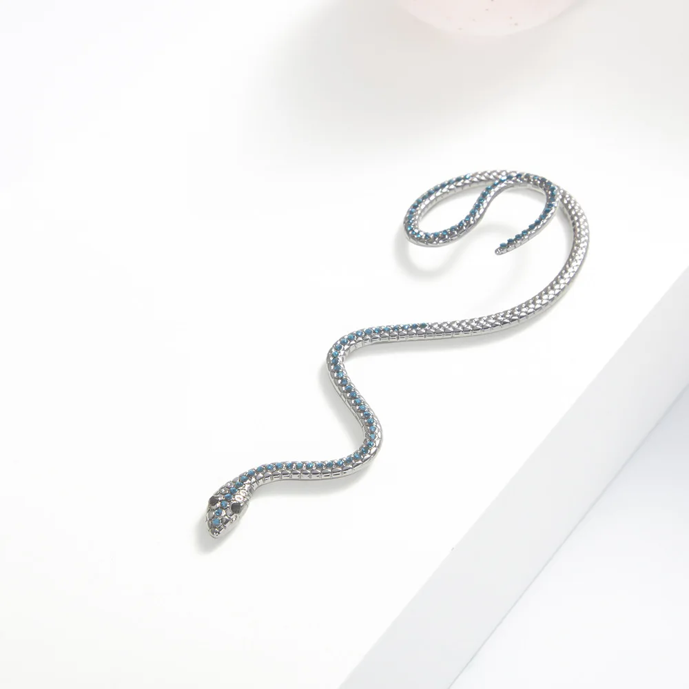 HUANZHI New Fashion Punk Snake Shape Hip Hop Crystal Gold Silver Color Metal Plated Stud Cuff Earrings For Women Girls Jewelry | Украшения