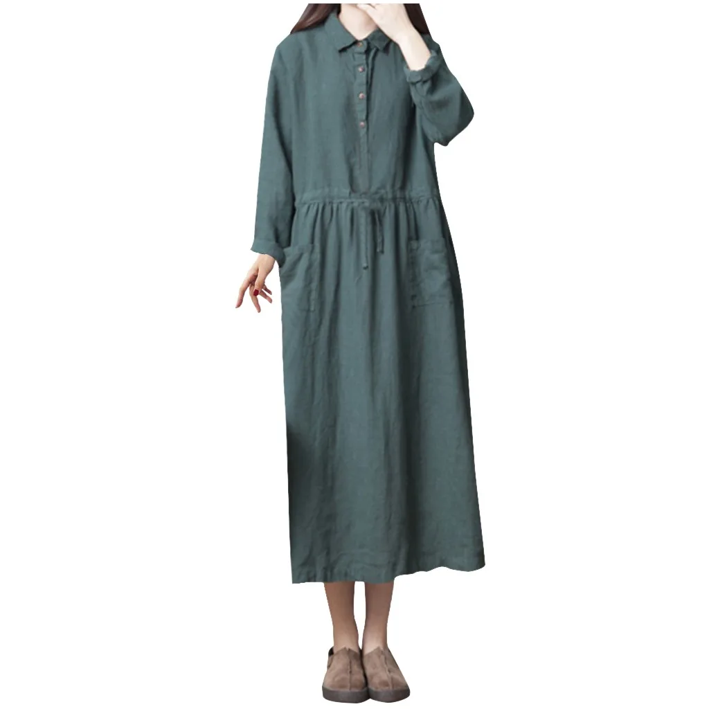 Женское свободное пляжное платье большого размера удобное хлопковое льняное