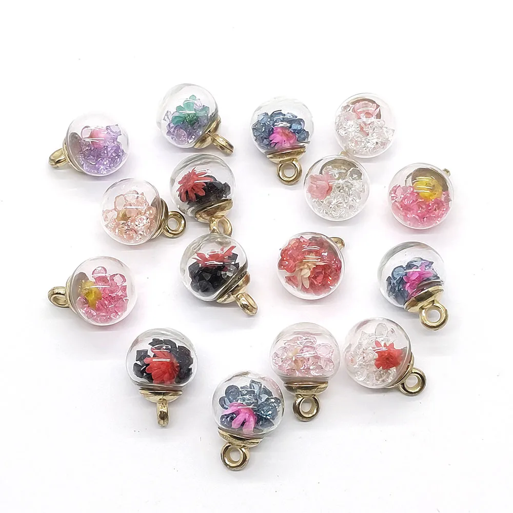 

Fashion Glass Bottle Pendant Dried Flower Glass Ball Wish Bottles Necklace Pendants DIY Jewelry Making Ornaments Charm Wholesale