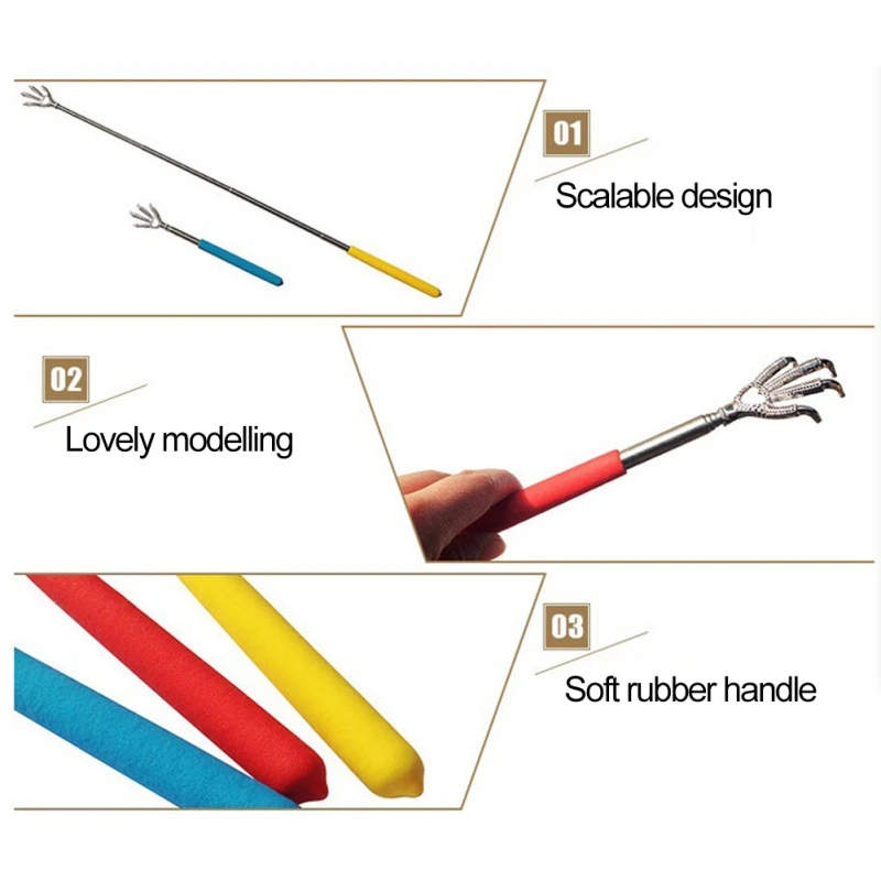 

1PC Back Scratcher Telescopic Back Scratcher Massager Kit Stainless Steel 5-section Telescopic Scratcher Random Color