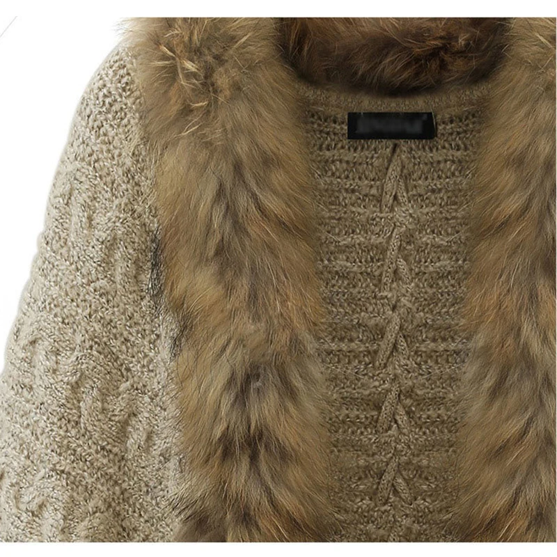 Женский кардиган свитер плотное пончо накидки женский осенне-зимний шерстяной с