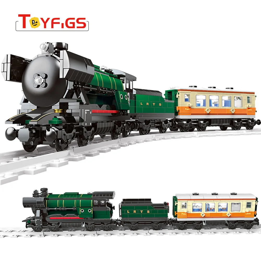 Legoings technic городской железнодорожный поезд серия паровой строительные блоки