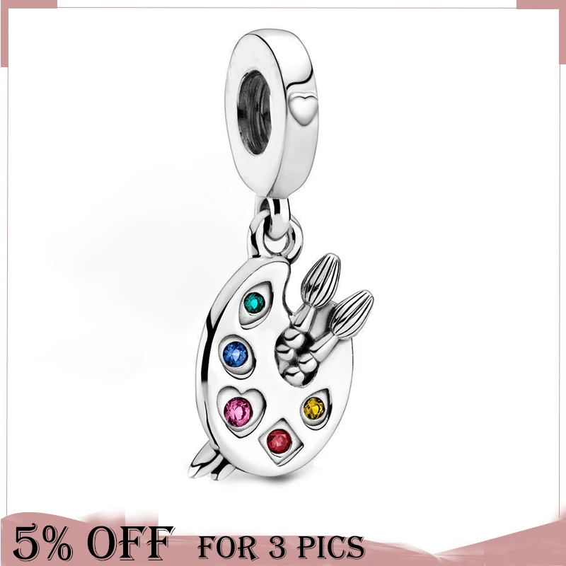 

2021 Spring Hot Sale 925 Sterling Silver Bead Artist's Palette Dangle Charm Fit Original Pandora Bracelets Women Jewelry Gift