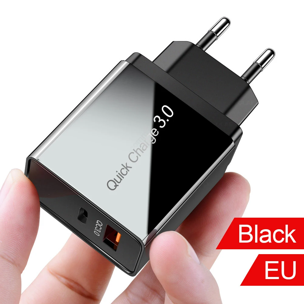 Udyr Quick Charge 4,0 3,0 36 Вт USB зарядное устройство Тип C QC 4,0 3,0 зарядное устройство для samsung S10 plus PD 3,0 быстрое зарядное устройство для iPhone 11 Pro - Тип штекера: EU Black