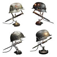 war relic lamp helmets table lamp statue resin desk lamp souvenir light home living room desktop decoration arts and crafts