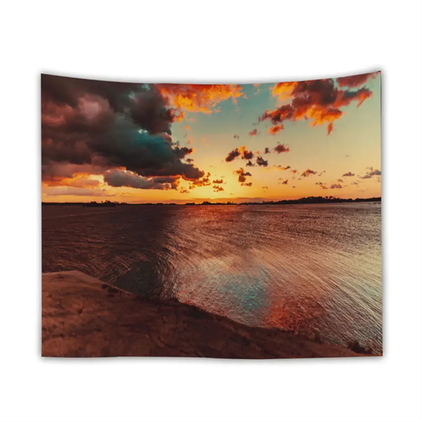 wonderful ocean view sunset tapestry wall blanket hippie big blue Mandala Beach cloth decorative walls | Дом и сад