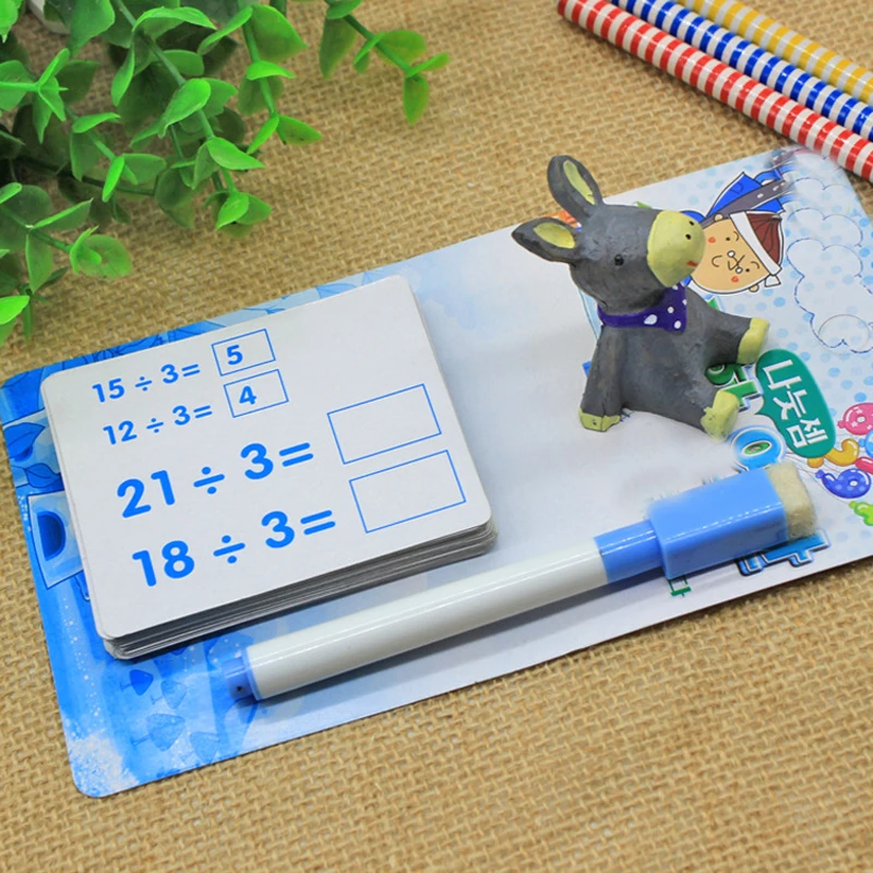 

1set Kids Montessori Materials Math Toys Educational Toys Erasable Learning Cards with Pen Preschool Teaching Aids for Children