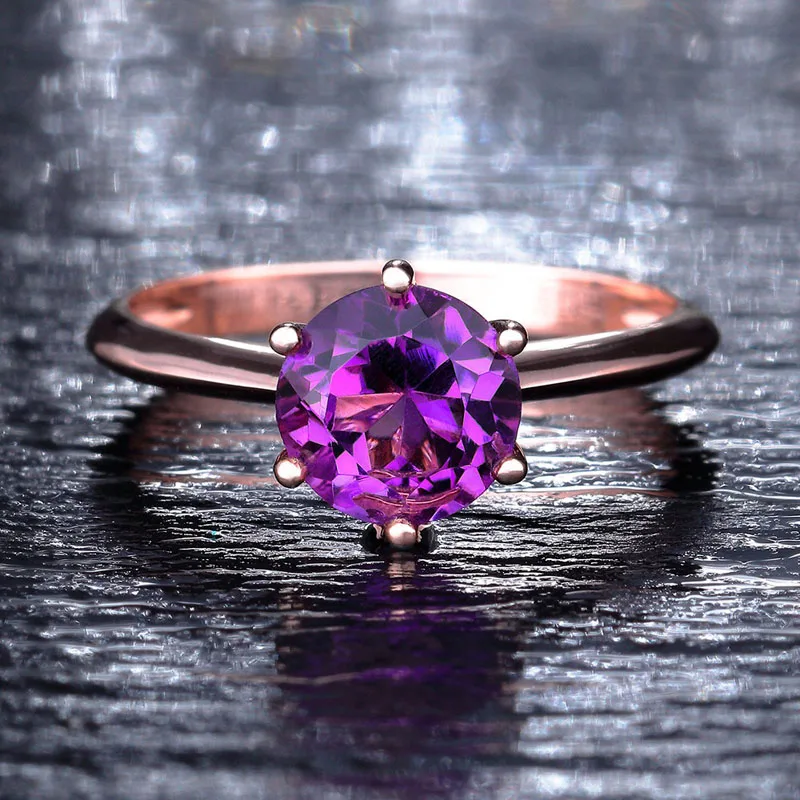 Женское кольцо из розового золота MENGYI классическое обручальное с 6 крапанами и