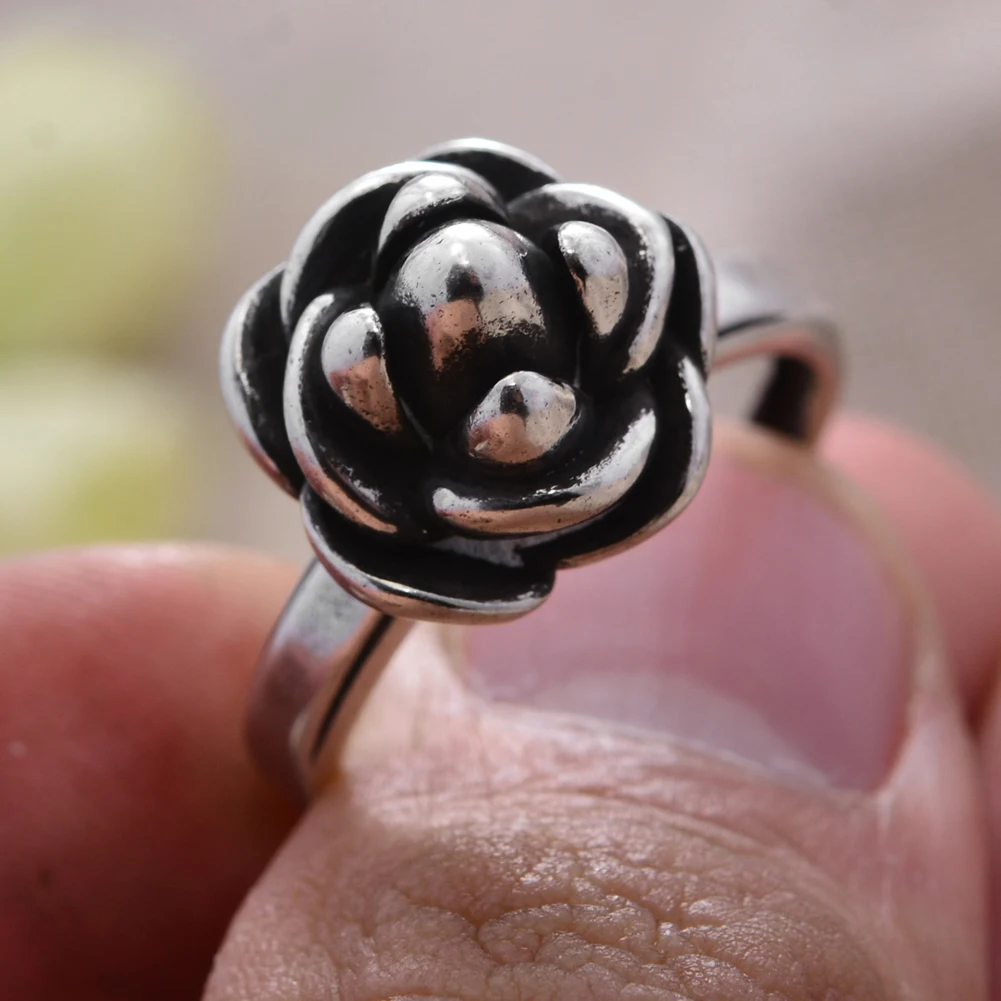 Кольцо для вечеринки Elegant Rose Flower Thai Silver Lady Promotion Jewelry для женщин, подарок для подруги, дешево на 2023 год.