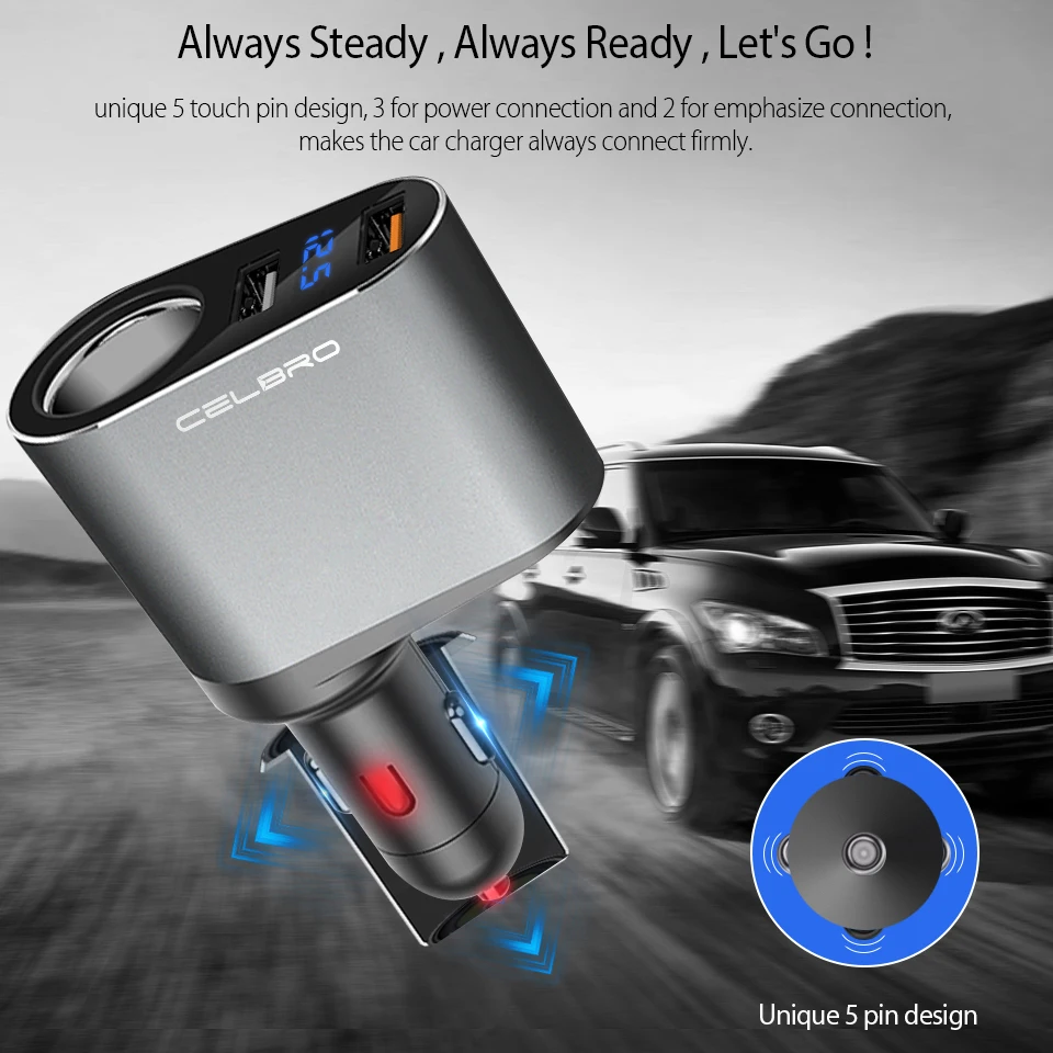 Автомобильное зарядное устройство Quick Charge 3,0 Qc3.0 Dual Usb Автомобильное зарядное устройство адаптер цифровой светодиодный дисплей Быстрая зарядка для мобильного телефона samsung