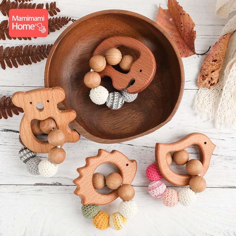 1 шт Детские деревянный Прорезыватель для зубов кормления Браслеты оливковое