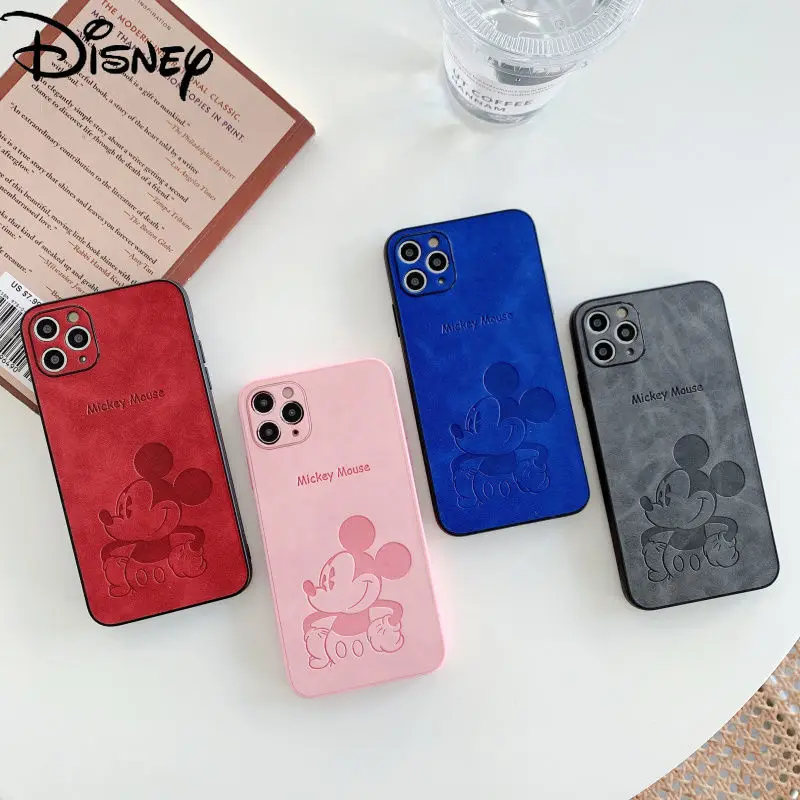 

Disney Mickey Leather Embossed Phone Case for iPhone12 12Pro 12Promax 11 Pro 11Promax Mini X XS MAX XR 7 8P All inclusive Cover