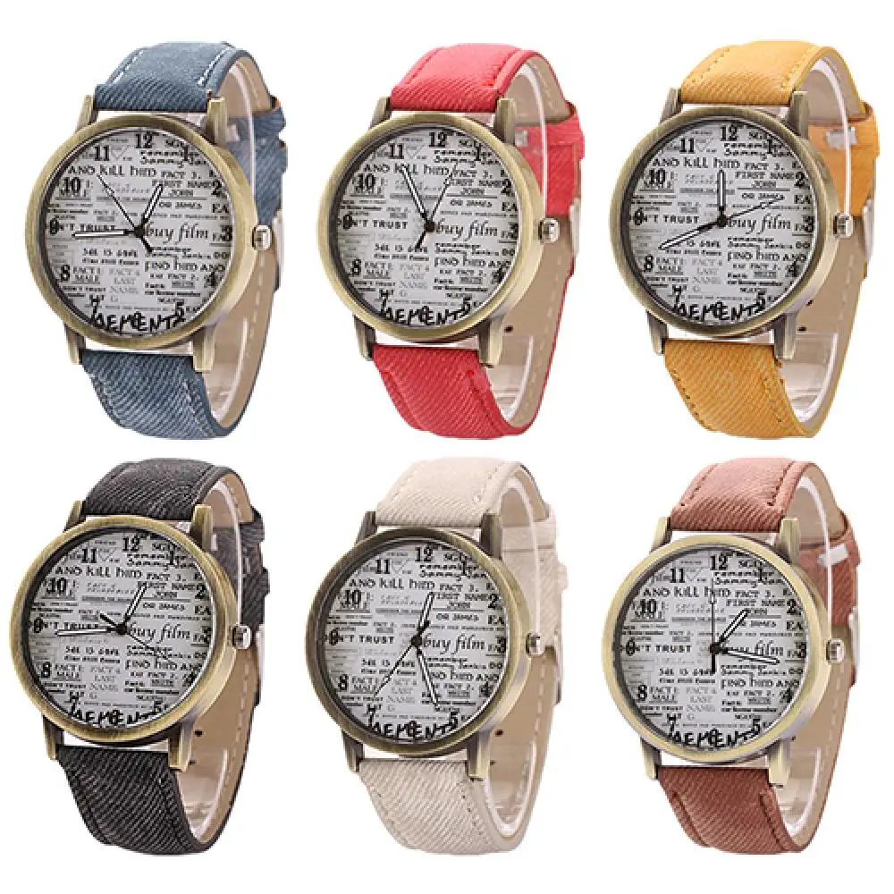 

50%HOT Men Women Fashion Graffiti Retro Cowboy Fabric Analog Quartz Casual Wrist Watch