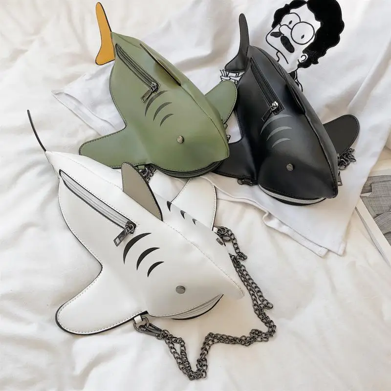Новая модная мультяшная сумка милая через плечо с акулой Женская забавная