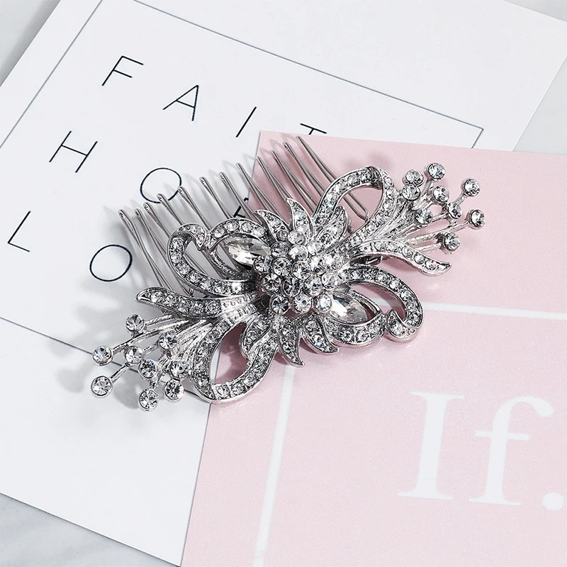 Miallo новейший серебристый цвет цветок Свадебная расческа для волос Свадебные