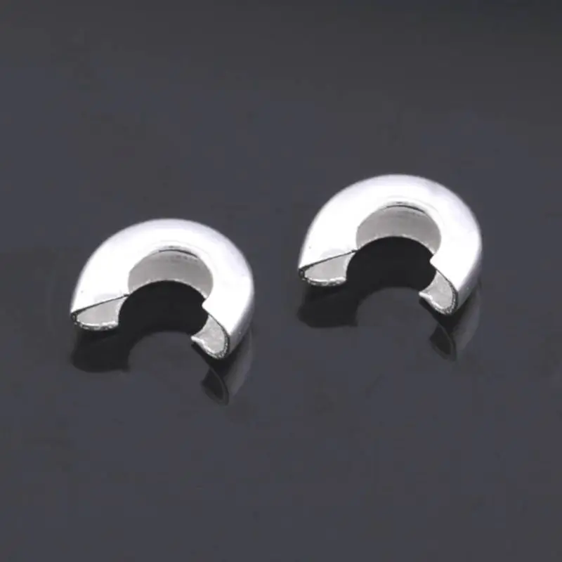 

20pcs Top Quality 925 Silver 4mm Crimp Bead Knot Cover Crimps Opening Clasp for Jewelry Craft Making Findings
