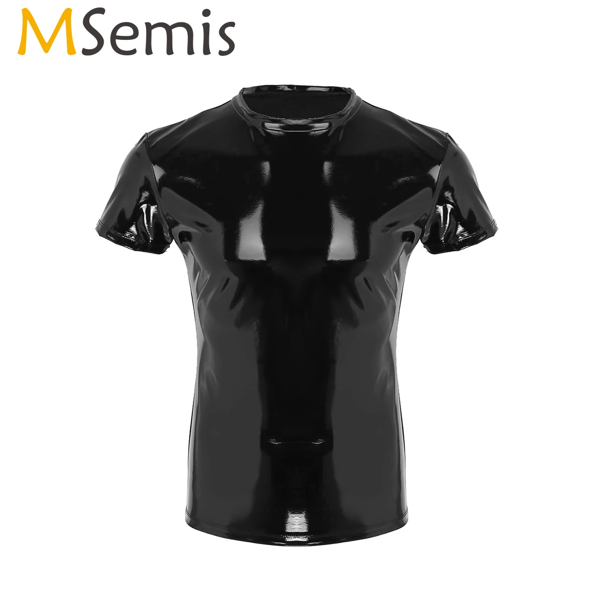 Мужская футболка из искусственной кожи в стиле панк|Мужские футболки| |