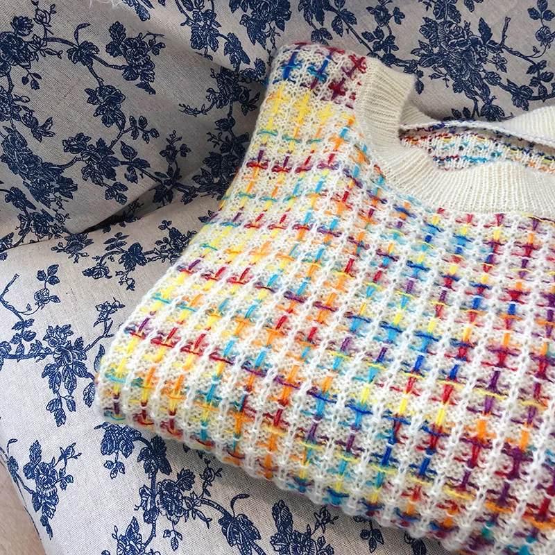 Женский свитер пуловер Радужный Женская Новинка Осень-зима корейский Свободный