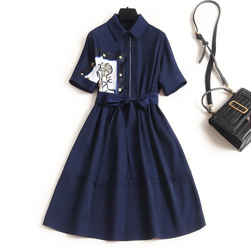 

New Chic Dress Women Patchwork Mini Shirt Dress Korea Short Sleeve Hit Color Bandage Slim Office Lady Outfit