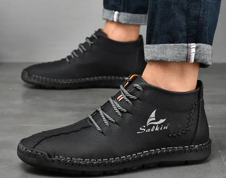 Ботинки Martin на мягкой подошве зимние мужские ботинки ручной работы кожаные