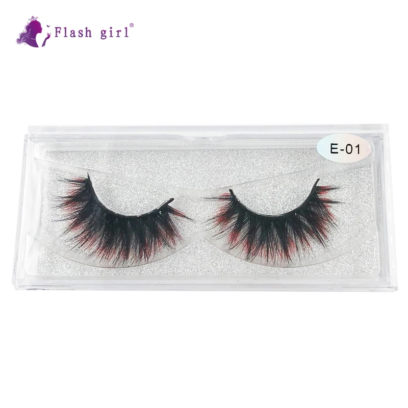 Flash Girl The Newest E Series 19 Styles 1Pairs Natural 3D Mink Eyelash Makeup Colorful Eylashes Private Label