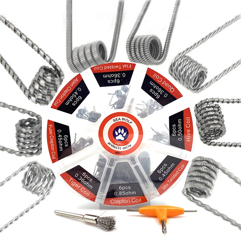 Предварительно обработанная Катушка 8 видов стилей Fused Alien Clapton Hive Quad Twisted Wire с