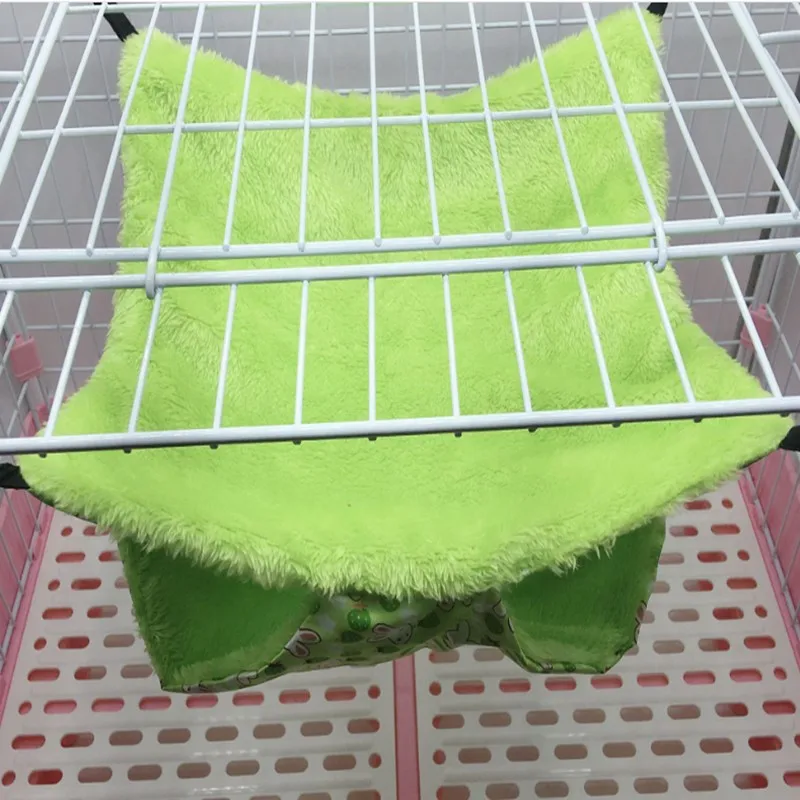 Green2 Теплый Гамак для хомяка, подвесная кровать для дома, зимнее маленькое животное, белка, морская свинка, Двухслойное плюшевое хлопковое гнездо, товары для домашних животных - Цвет: Green2