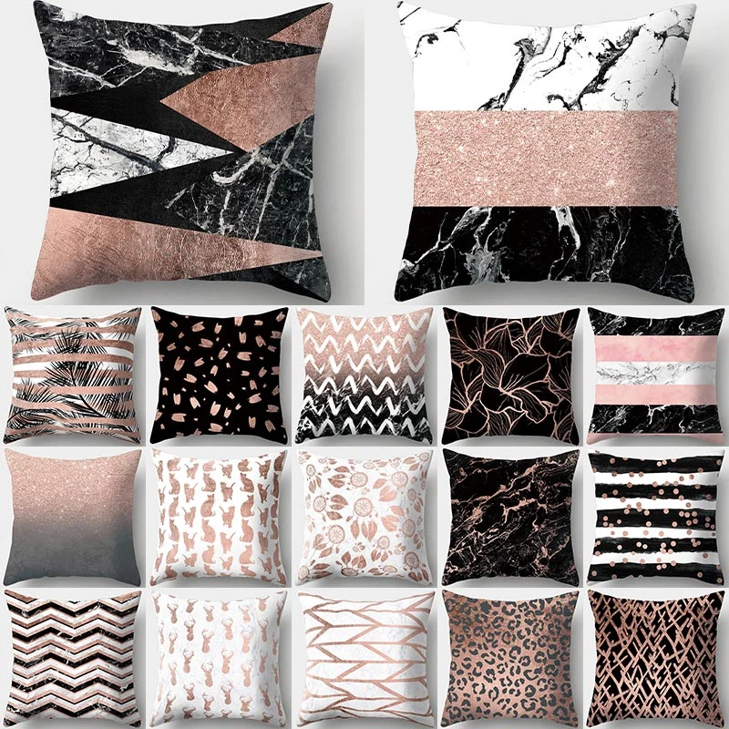 

Мраморная Геометрическая розово-Золотая декоративная наволочка 45x45 см персиковая кожа наволочка для подушки декоративная наволочка для ди...