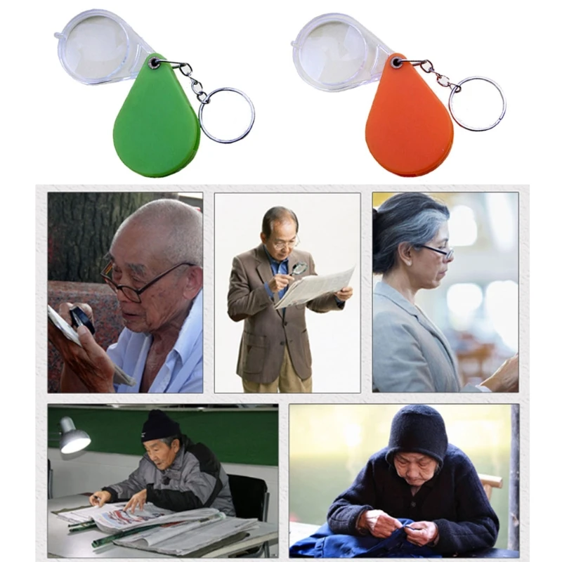 

Mini Pocket Magnifier Gift Folding Magnifying Glass with Key Chain for Reading