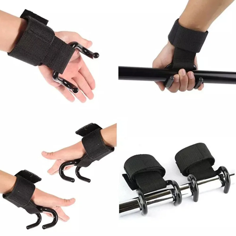 

2Pcs Weight Lifting Hooks Wrist Straps Support Gloves Strength Training Gripper Lift-Up Bar Grips Weightlifting Support