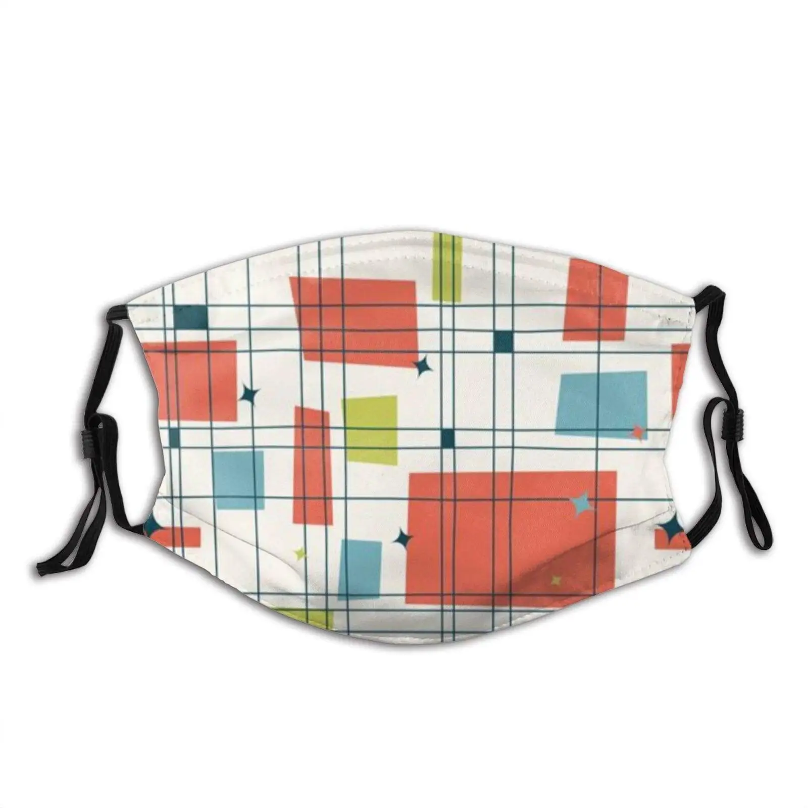 

Bstract Mid Century Modern Grid Face Mask With Filter Pocket Washable Reusable Face Bandanas Balaclava With 2 Pcs Filters