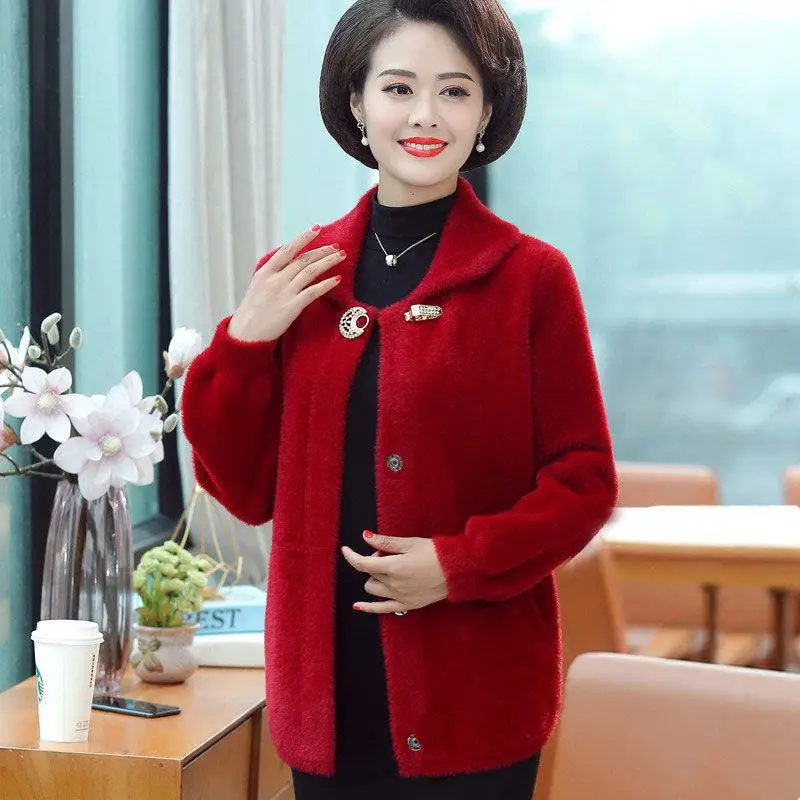 Женский вязаный свитер из искусственной норки длинный кардиган среднего