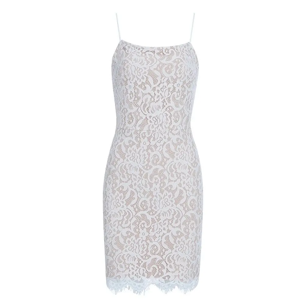 

Bandage Dress Top Quality Sexy Strap Women Elegant Lace Evening Party Dresses Bodycon Mini