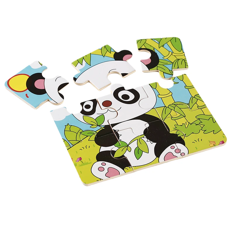 Новый деревянный пазл с 9 ломтиками Мультяшные животные транспортное средство