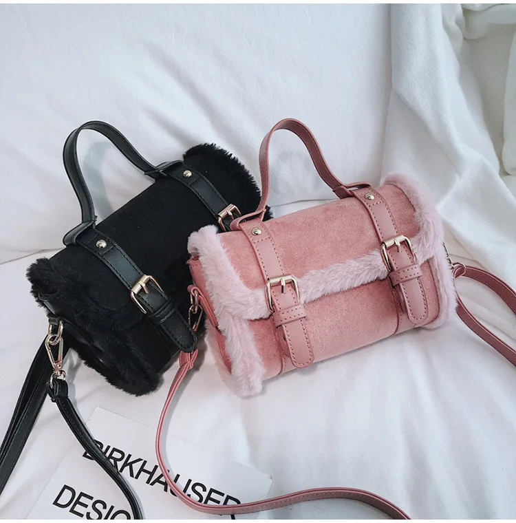 

Autumn Winter Plush Bag Fashion Handbag One-shoulder Messenger Bag Fashion Square Bag Messenger Bag Satchels Fashionable Purses