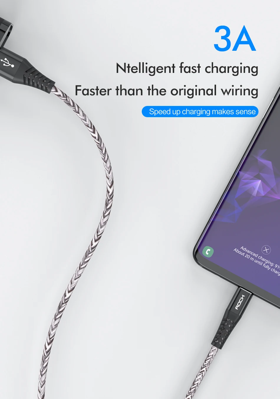 ROCK 1 м 2 м микро USB кабель 3 А Быстрая зарядка для samsung Xiaomi huawei Android мобильный телефон кабель для передачи данных провод микро быстрое зарядное устройство кабель