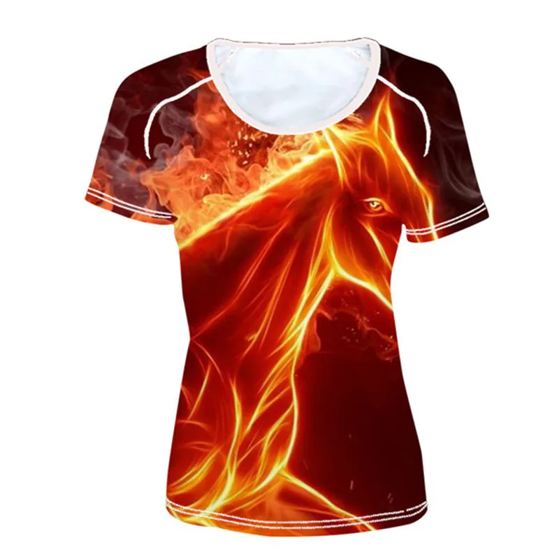 Женские летние футболки FORUDESIGNS с принтом коричневая лошадь женские топы