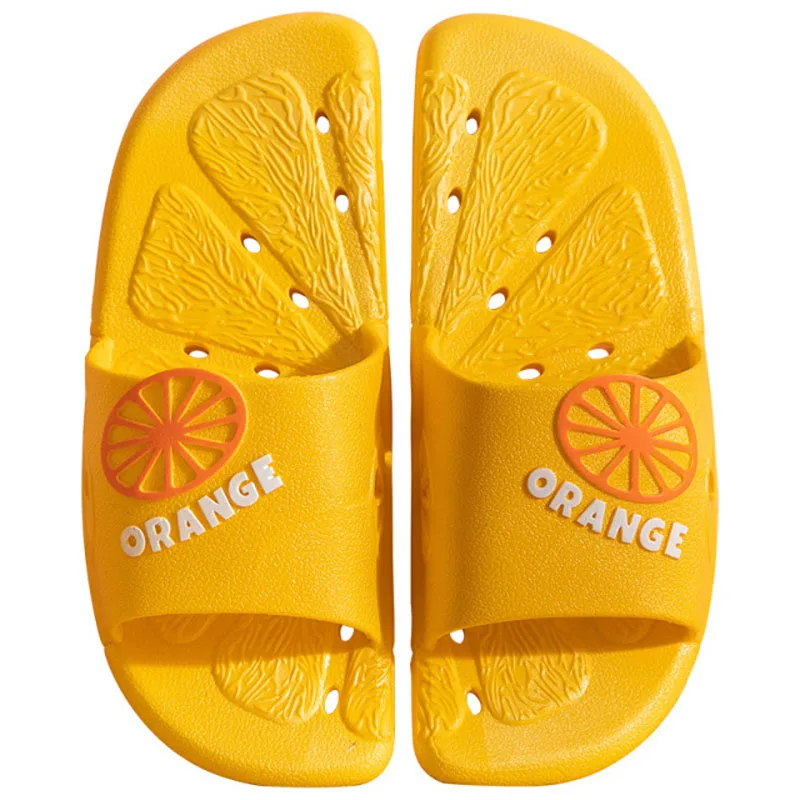 

New Lover's Home Slippers Women's Indoor Cartoon Orange Cute PVC Sandals Couples Leisure Household Bathroom Slides