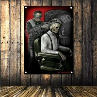 barber shop tattoo banner cloth art retro poster tapestry flag mural hanging painting hairdressers background decor cloth