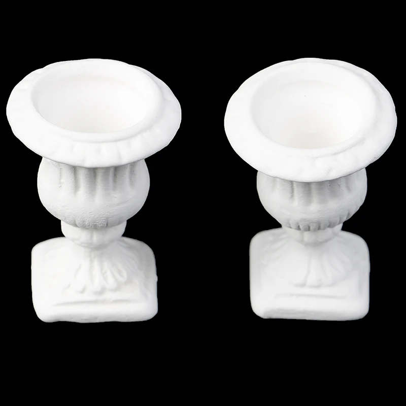 

2pcs White Flower Pot Child Puzzle Doll House Miniature 1:12 Model Miniature Dollhouse Furniture DIY Garden Exterior Decoration