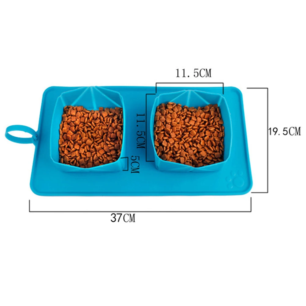 

Pet Dog Bowl Foldable Silicone Bowls Portable Outdoor Travel Puppy Dogs Food Water Feeding Double Bowls Feeder Dishes