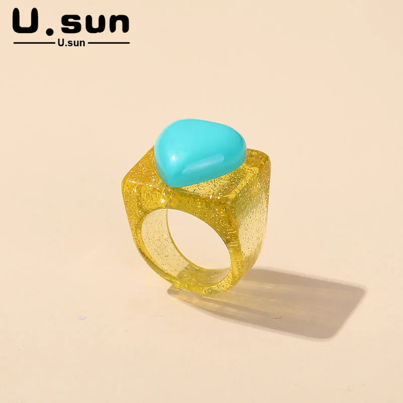 Модные Акриловые массивные кольца U.sun в форме сердца для женщин минималистичные