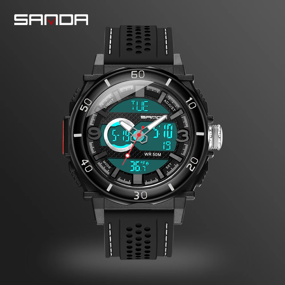 

SANDA 2019 New Sport Watch Men Top Brand 50M Waterproof Military Quartz Digital Wristwatch Mens Casual Watches relogio masculino