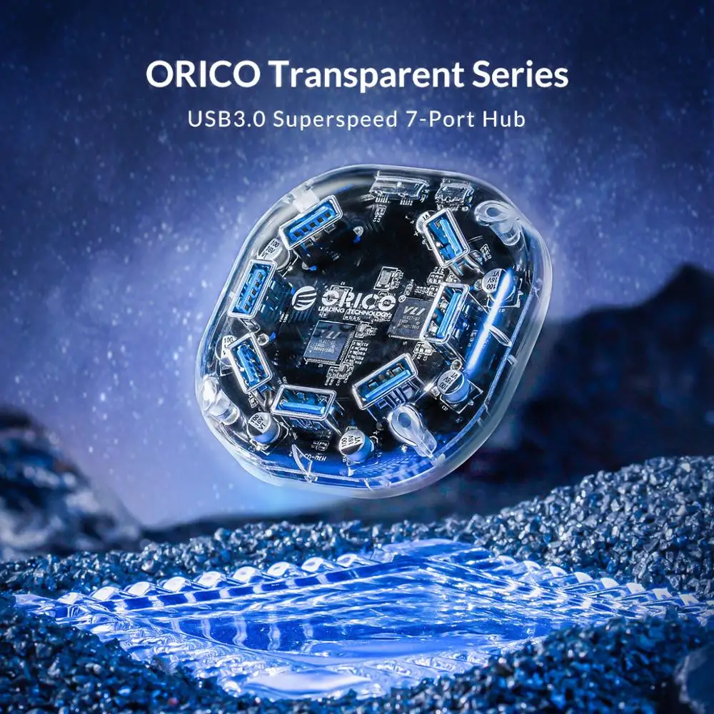 Прозрачный Концентратор ORICO с 4 7 портами USB 3 0 многоканальный разветвитель