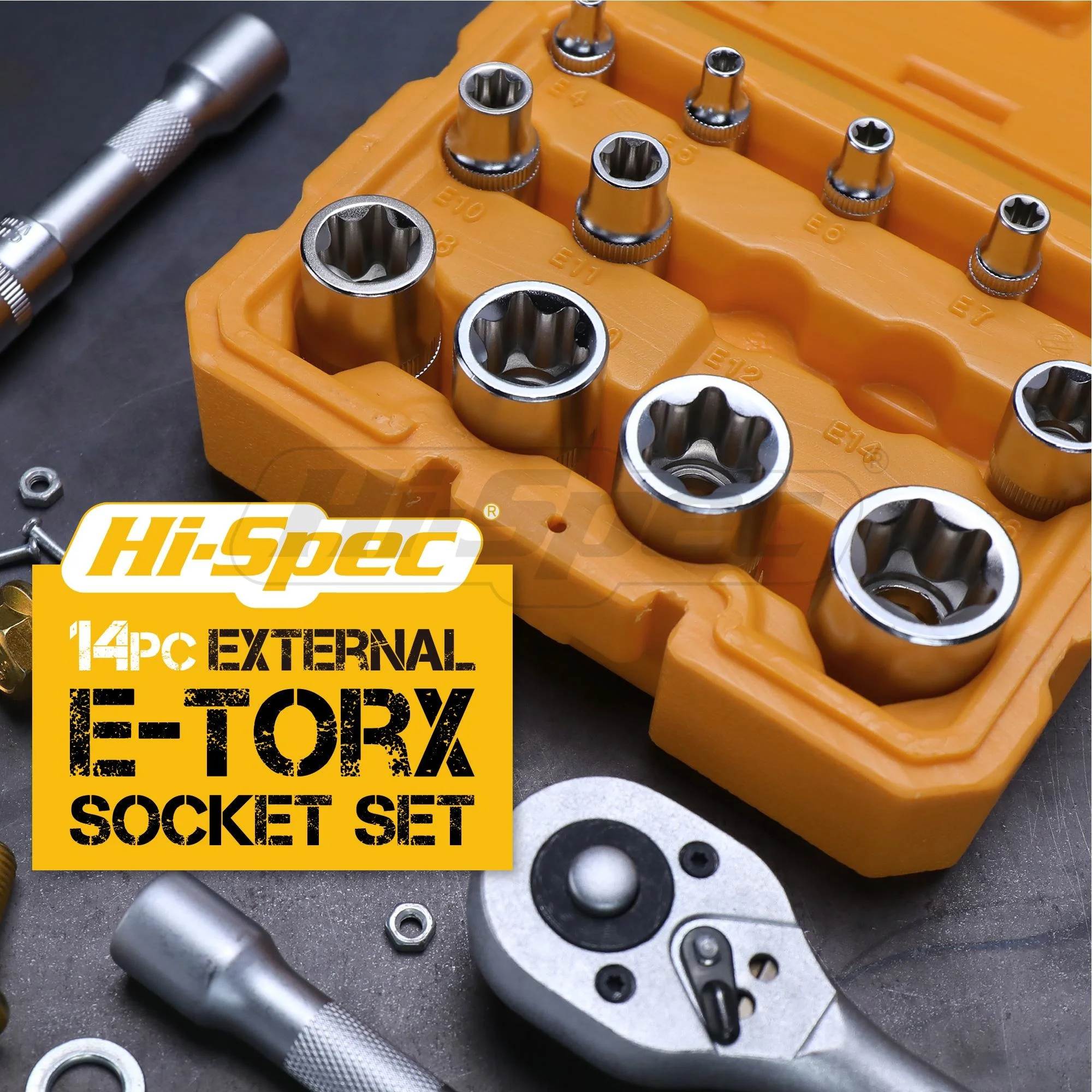 Hi-Spec 14pc E звездообразная гнездо набор 1/4 3/8 1/2 E4-E24 женский звезда Stocket крутящий